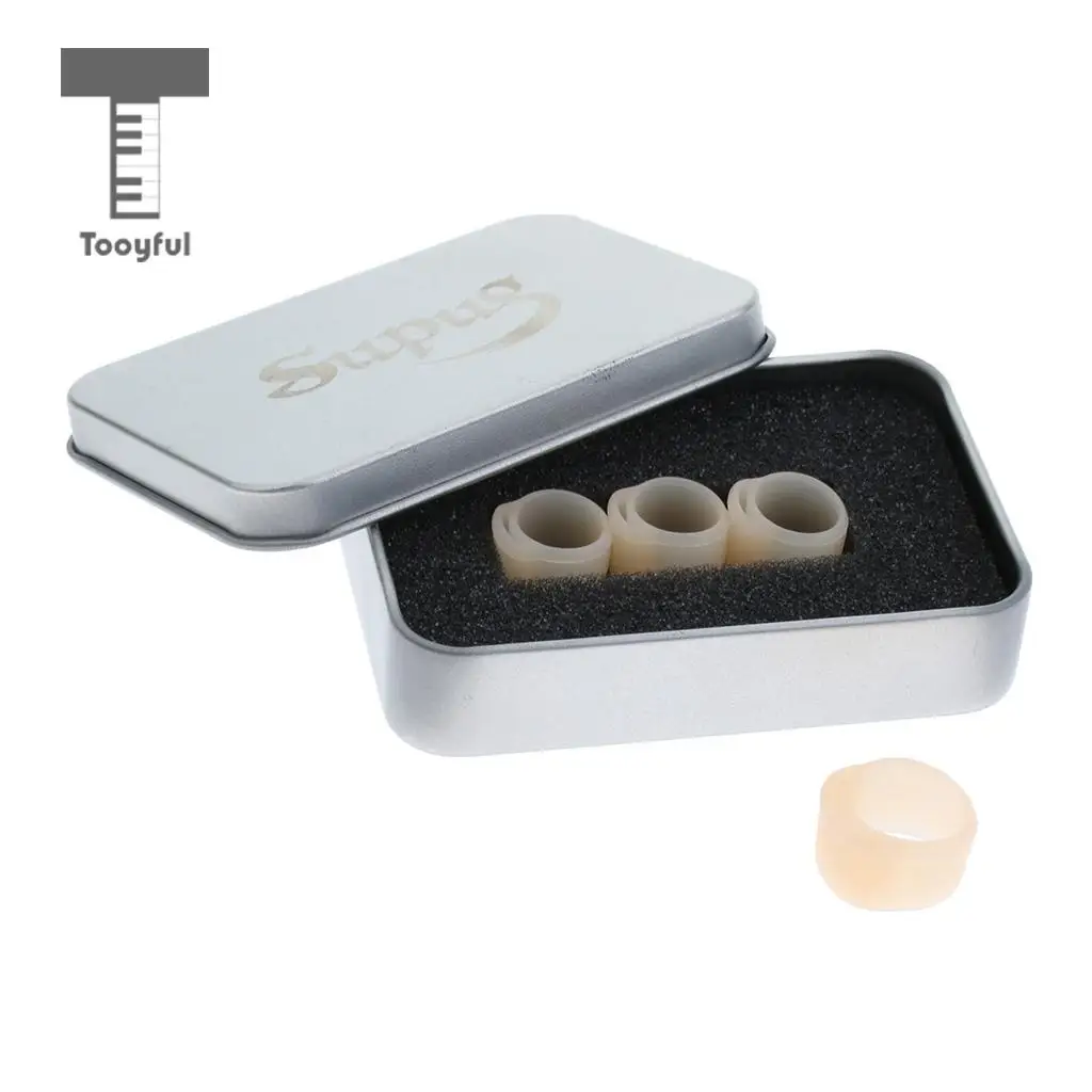Tooyful 4 Pieces Rubber Right Hand Guzheng Pipa Lute Fingertip Thumb Finger Protector with Storage Case Box for Guzheng-Player