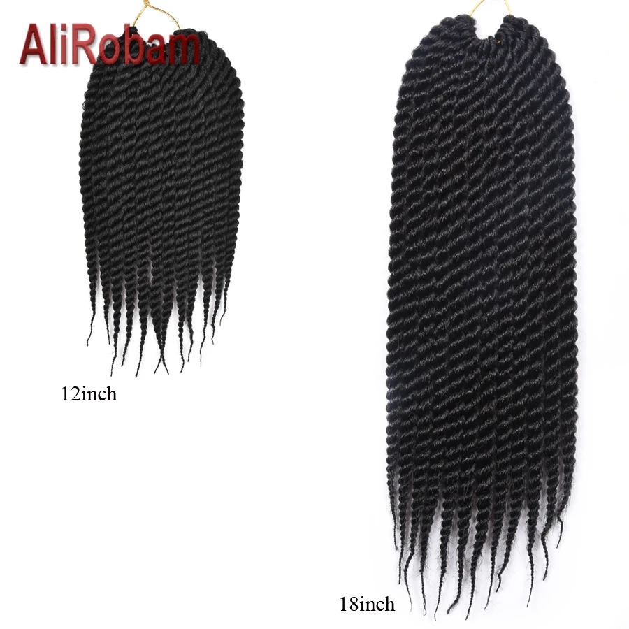 AliRobam Havana Twist Braid Gray/brown/red Braiding Hair Crochet Braids Ombre Color Synthetic Hair Extensions 12 Roots/pack