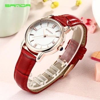 

SANDA 2018 Leather Women Watches Ladies Luxury Brand Famous Wrist Watch Fashion Dress Female Clock Relogio Feminino Montre Femme