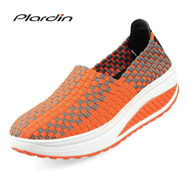 

Plardin 2018 Summer Wedges Flat Platform women's Sandals For Woman Shoes Woven Shoes Colorful Breathable Jelly Ladies Shoes