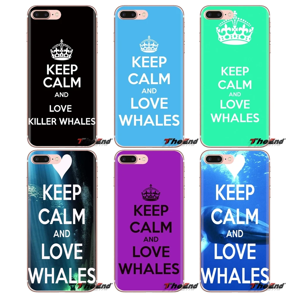 Keep Calm and Love Whales Blue Transparent TPU Housing For Samsung Galaxy S3 S4 S5 Mini S6 S7 Edge S8 S9 S10 Plus Note 3 4 5 8 9 |