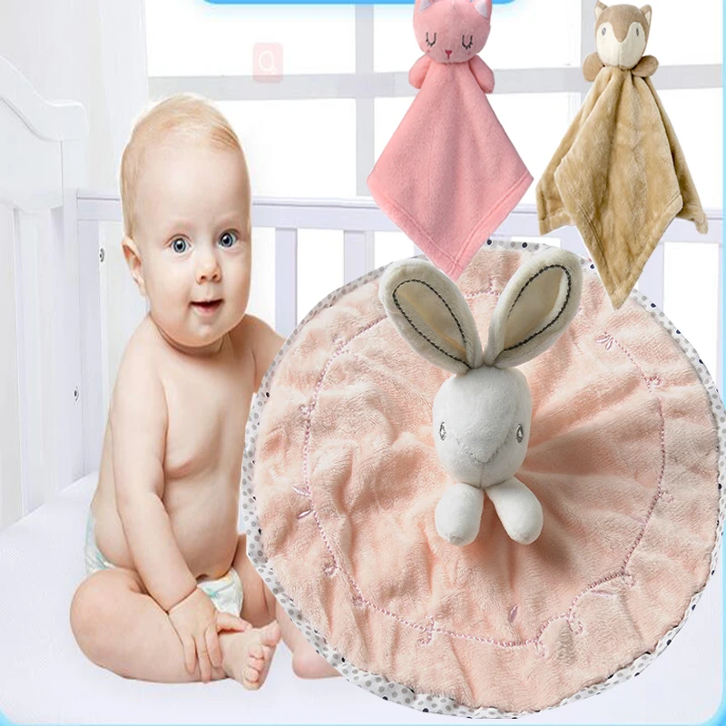 

Soothing Baby Towel Cartoon Bunny bear Plush Toy Towel Cute Bath Towel Super Soft Security Blanket Sleep Plush Doll Baby Care