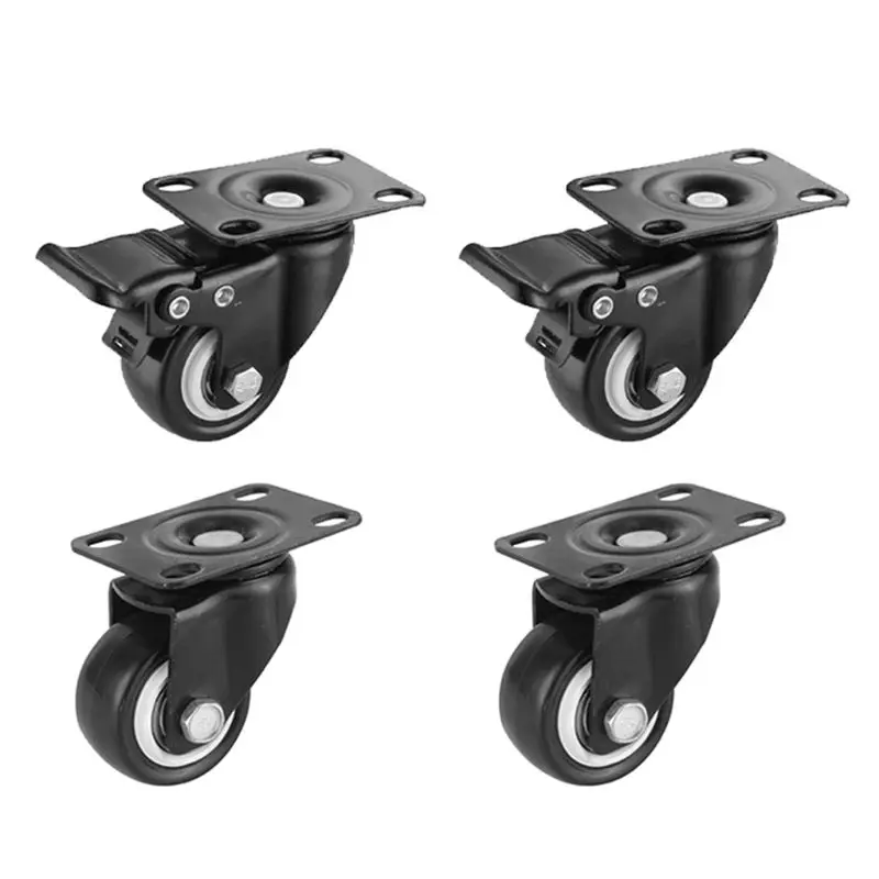 

Heavy Duty Caster Wheels Polyurethane PU Swivel Casters with 360 Degree Top Plate 220lb Total Capacity for Set of 4