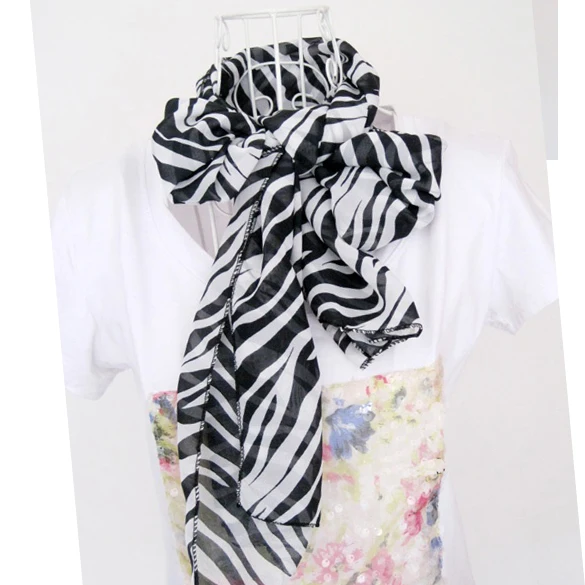 Модный популярный женский длинный шарф в полоску с принтом зебры и животных