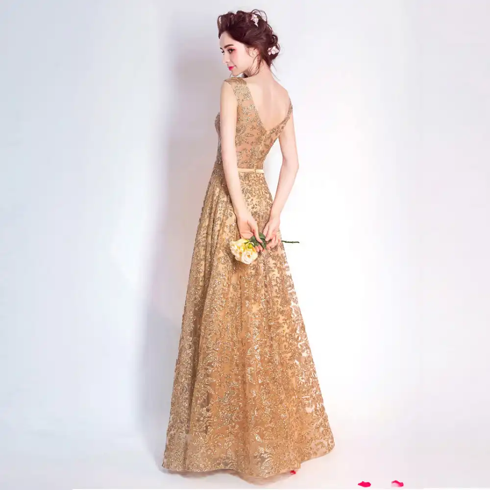long gold evening gown