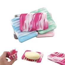 Симпатичные Экологичные силиконовые ванная комната мыльница сливная тарелка держатель лоток чехол для хранения XH8Z OC31