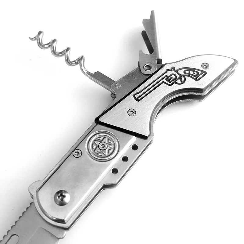 KKWOLF Многофункциональный складной нож охотничий нож 440C Тактический походный открытый инструмент Штопор брелок Овощечистка подарок