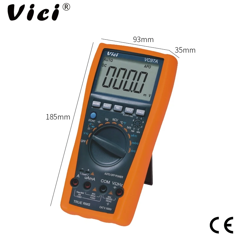 VICI VC97A 3 3/4 Автоматический диапазон ЖК-цифровой мультиметр DMM AC DC 1000 В Вольтметр Амперметр Сопротивление емкости диод измеритель тока