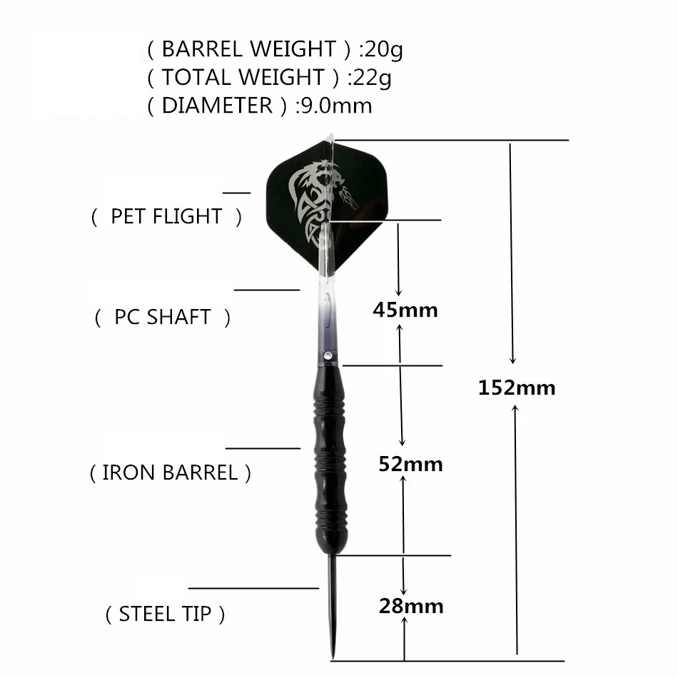 2 Цвет 3 шт. 22 г иглы Dart ПЭТ полета PC валы Сталь жало Barrel трудно вытачки для внутреннего игровой деятельности