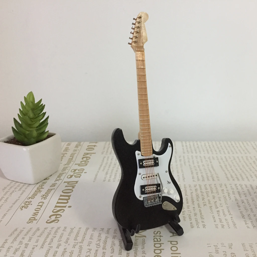 1-6-Scale-Wooden-Electric-Guitar-Acoustic-Bass-Guitar-Toy-Miniature ...