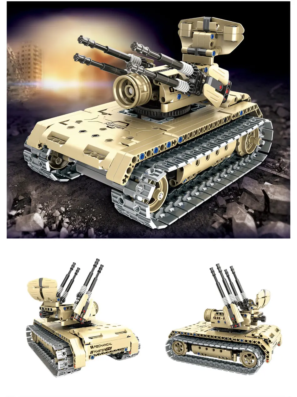 Qihui Military Vehicles German King Tiger Tank Building Blocks Sets WW2 Army Figures RC Soviet Tanks Bricks Model Toys For Boys