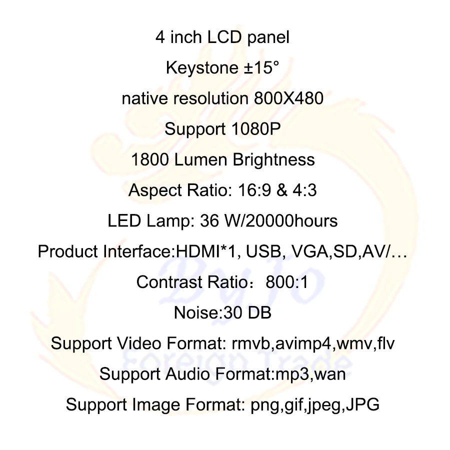 Светодиодный проектор ByJoTeCH W1 Full HD 1080P домашний 2800 люмен системы домашнего