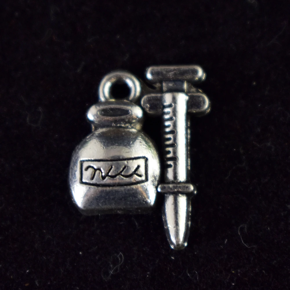 

10pieces 18x14mm Antique Sliver Charm Pendant Syringe Jewelry Making DIY Handmade Craft