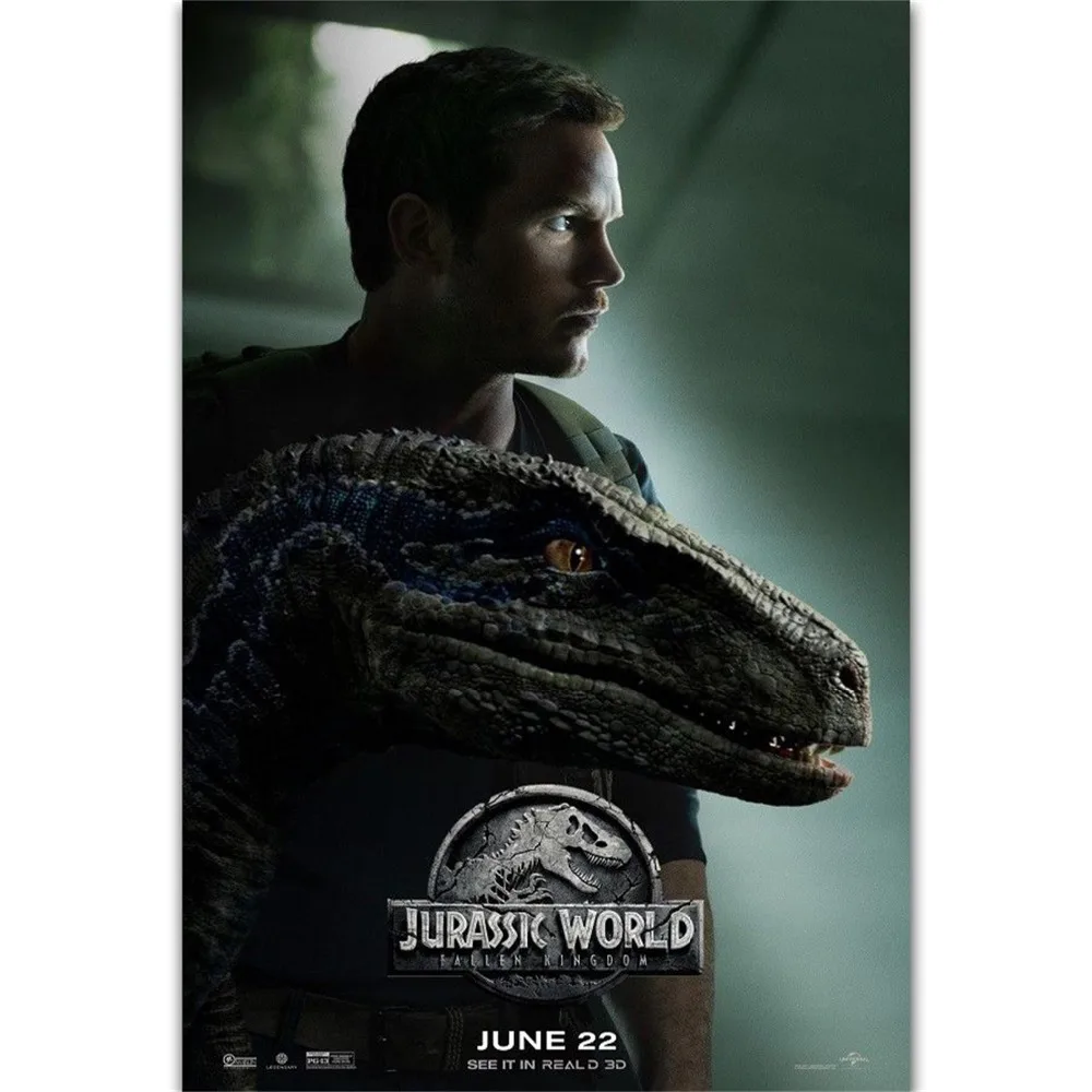 FX036 Jurassic World Fallen Kingdom Horror Movie Film Dinosaurs Poster Art Silk Light Canvas Modern Home Room Wall Print Decor(1)
