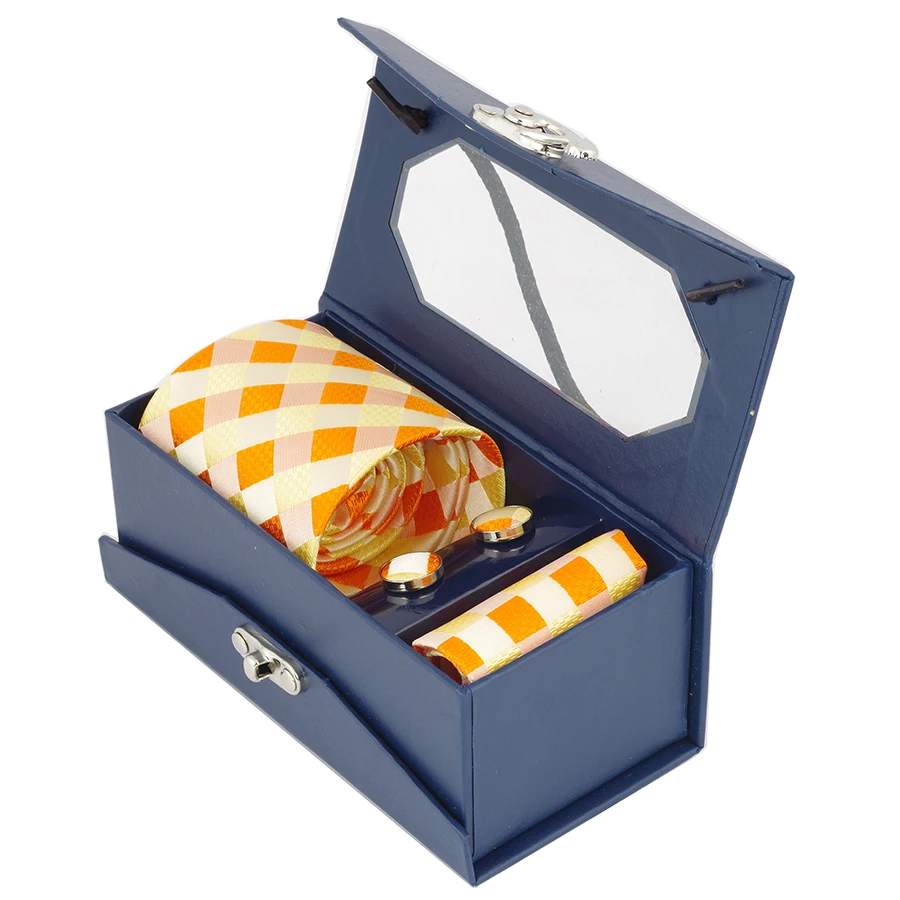 Tie Set for Men Jacquard Woven Tie Handkerchief Cufflinks Gift Box Set Wedding Party