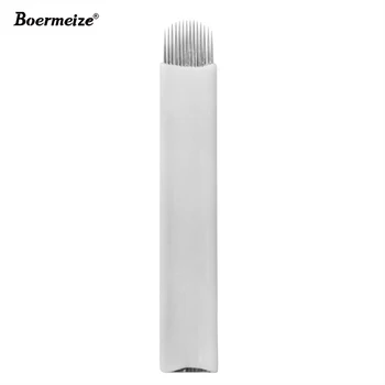 

14 U 50pcs 100pcs Sharp Permanent Makeup Eyebrow Tatoo Microblading Needles For 3D Embroidery Manual Tattoo Pen Machine