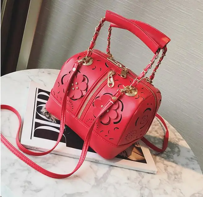 Hollowed flowers Rivet High Quality Designer Women Boston Bag Leather Bag Women Crossbody Bag Ladies Tote 3 colors Hollowed flowers Rivet High Quality Designer Women Boston Bag Leather Bag Women Crossbody Bag Ladies Tote 3 colors