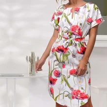 

MANNAN Summer Dress With waistband, Floral Print, Women Dress Evening Party Dress Sundress ,Vestidos de fiesta