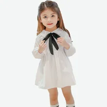Демисезонный хлопок платье для девочек Корейский стиль Одежда для девочек Длинные рукава Повседневное девушки мини-платье детей Костюмы DQ789