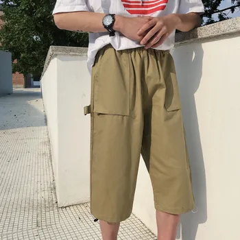 

Summer New Pants Men Fashion Solid Color Straight Tube Casual Tooling Wind Pants Street Hip Hop Loose Joggers Sweatpants M-5XL