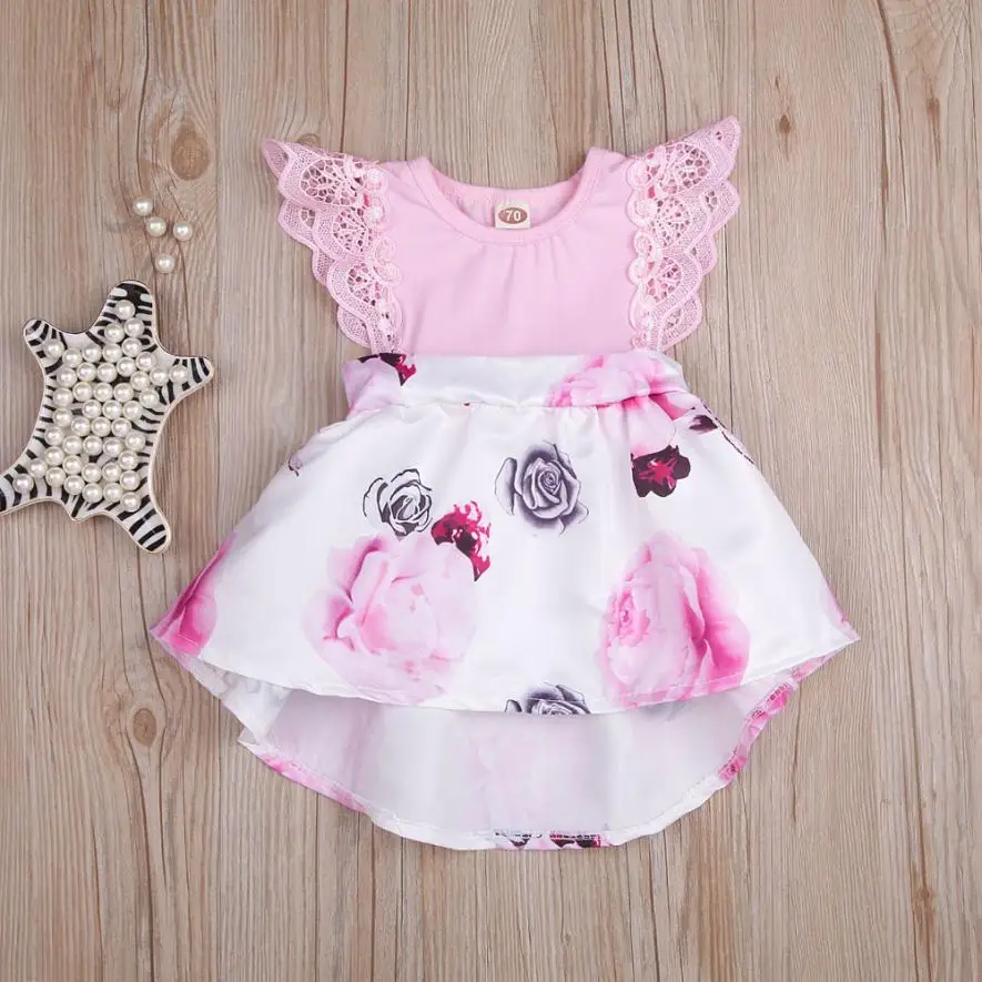 

MUQGEW Baby Girls patchwork Dress clothes Floral Print Lace Princess Dresses for girls Toddler Infant summer dress #XT