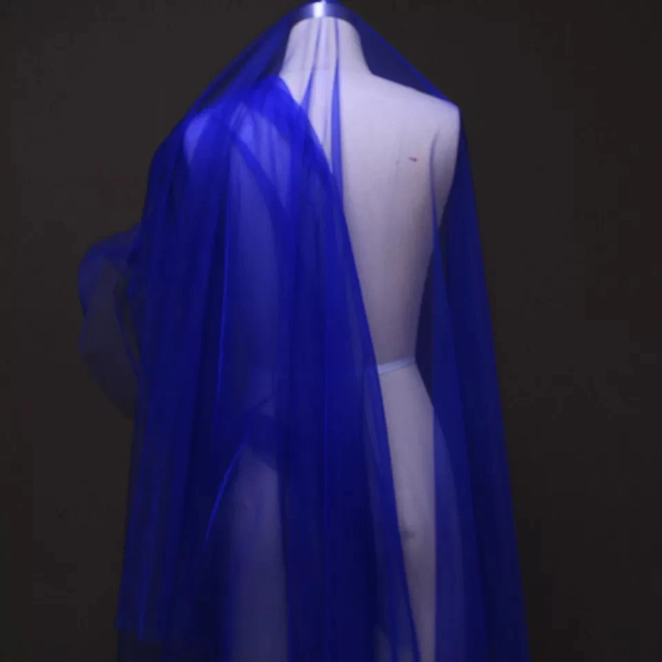 5 Meters Wedding Picture Bridal Extra Long 3M 5M Royal Blue Soft Mesh Tulle Lace Veil Women Bride Veils 300CM 500CM Without Comb