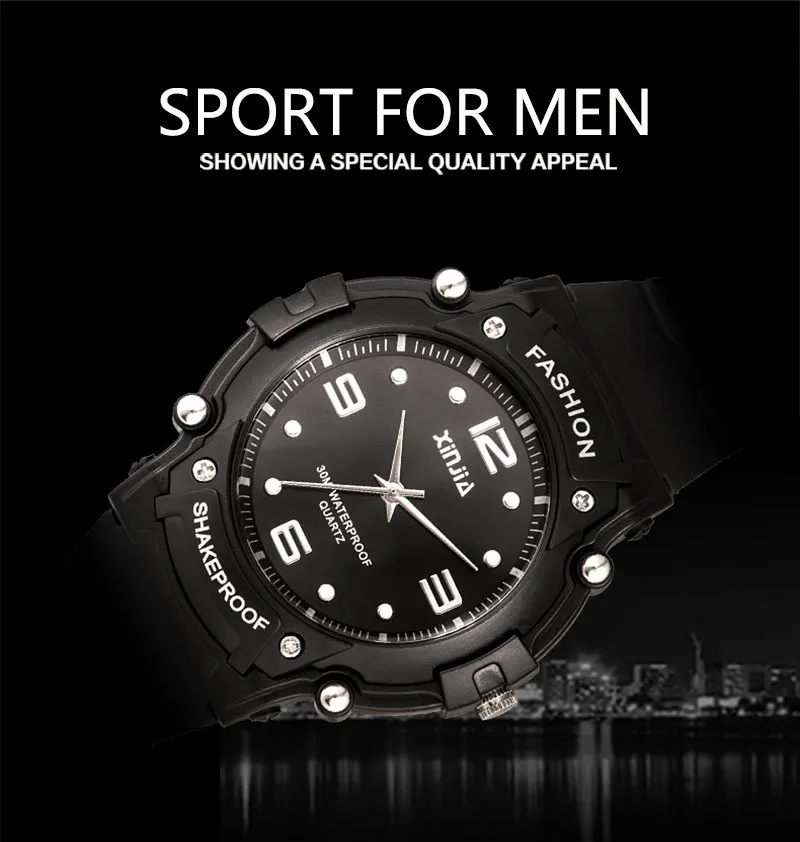 XINJIA Brand Popular Japan Movement Men Quartz Watch Dive Running 30M Fashion Outdoor Sport Wristwatches For Swimming Diver