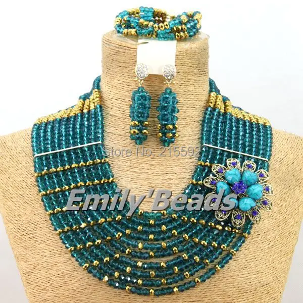 

Wonderful African Beads Nigerian Wedding Jewelry Set Indian Bridal Crystal Beads Jewlery Sets 2015 Hot Free Shipping AEJ561