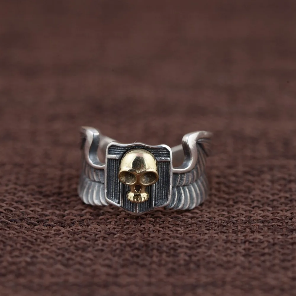 925 Серебряный Скелет Настоящее S925 Стерлинговое тайское серебро Открытое кольцо для мужчин и женщин винтажное модное ювелирное изделие подарки
