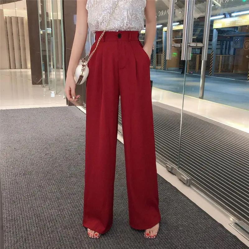 

HziriP OL Style Fashion High Waist Wide Leg Pants Office Lady Solid 2019 Summer Casual Loose Solid Women Full Trousers 2 Colors