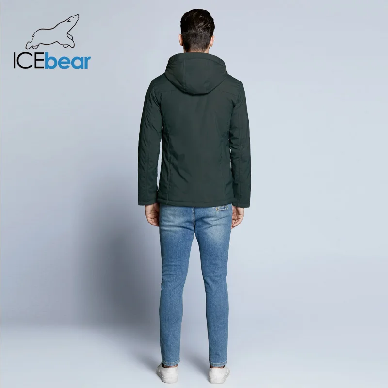 ICEbear новые осенние мужские пальто ветровка куртка теплая одежда с подкладкой из хлопка с отстегивающимся капюшоном брендовая одежда с капюшоном мужская куртка MWC18120D