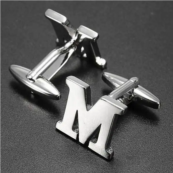 TradExpress Men Shirt Suit Wedding Letter Stainless Steel Silver Cufflinks Gift | Тематическая одежда и униформа