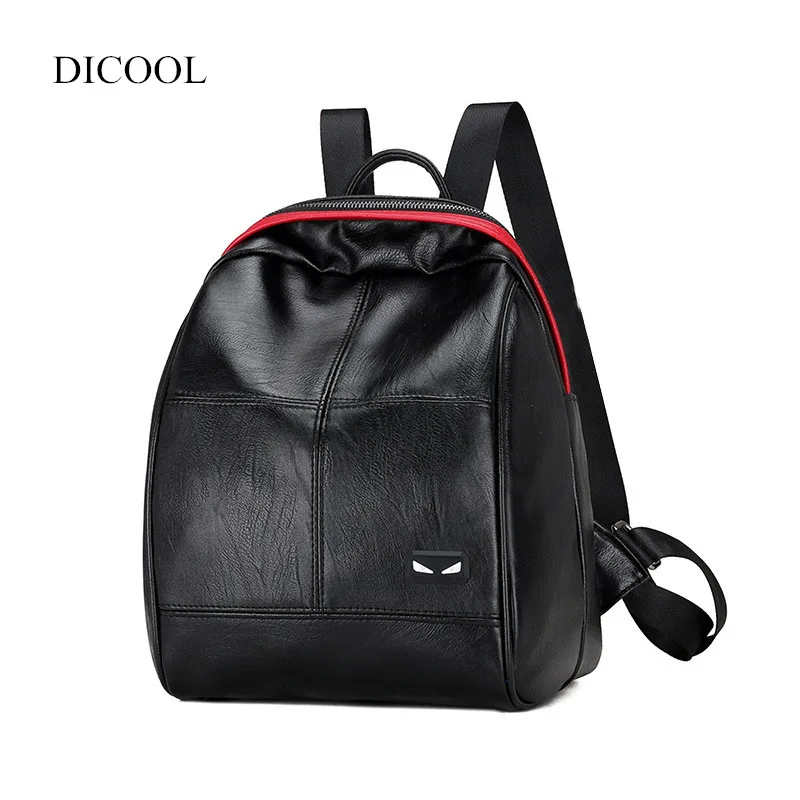 

DICOOL Hot Sale PU Leather Women Backpack Fashion Black Color Backpacks For Teenage Girls School Bags Famous Women Bag Mochila