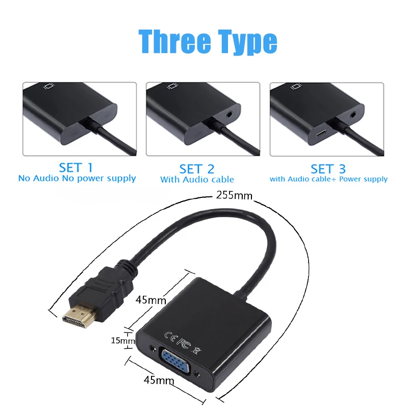Переходник Rovtop Z2 с HDMI на VGA папа мама 1080P|Кабели VGA| |