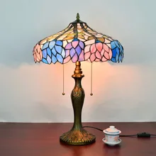 16 дюймов плоти страна цветы Тиффани настольные лампы страна Стиль цветное Стекло лампа для Спальня прикроватная лампа E27 110-240V