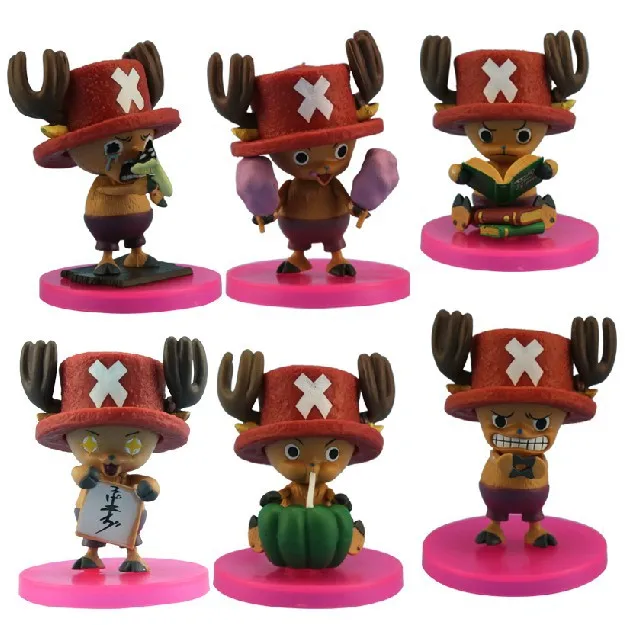

Hot 6pcs/lot 8cm pvc Japanese anime figure Tony Tony Chopper one piece action figure collectible model toys  kids toys for boy