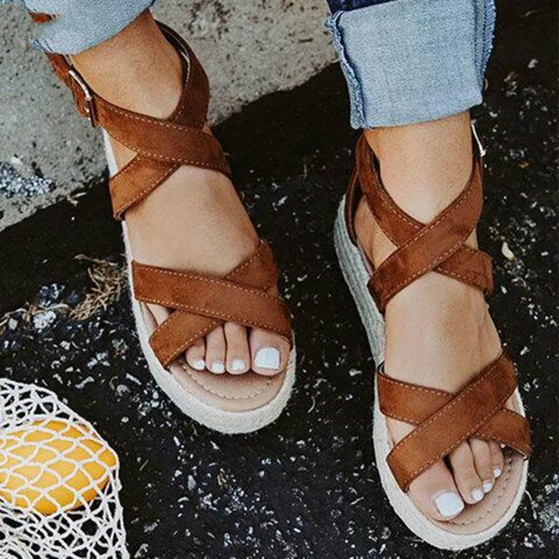 

Bohemia Ribbon Summer Sandals Women Gladiator Sandals Wedges Lady Shoes Peep Toe Platform Sandals Casual hemp Shoes