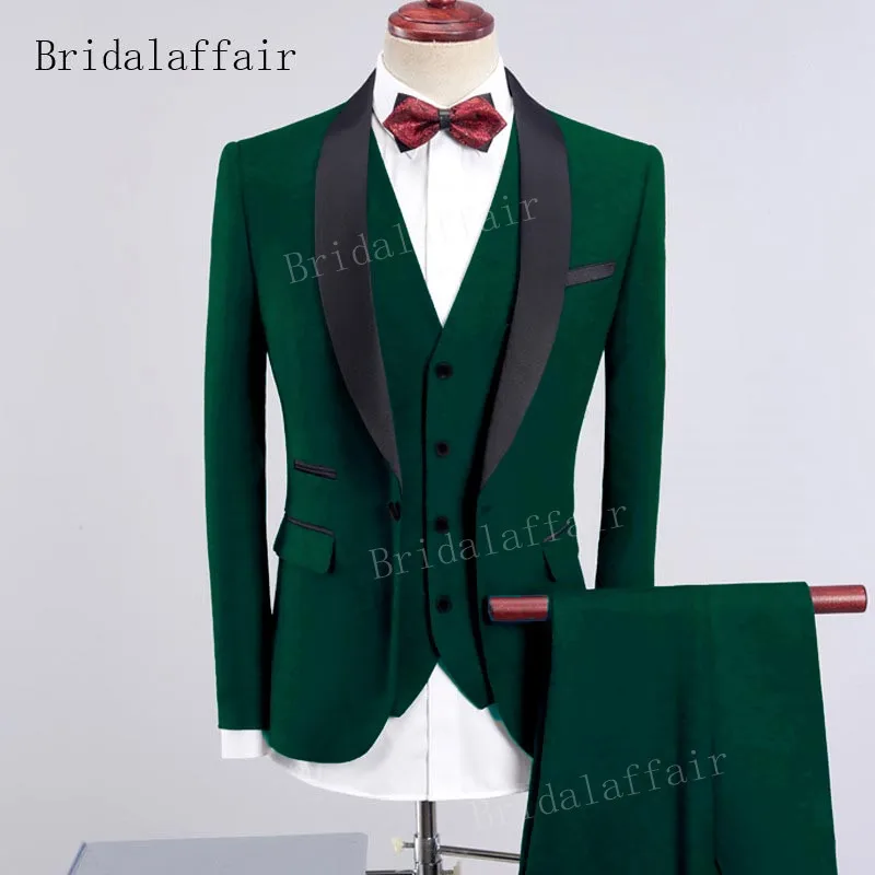 Bridalaffair темно-синий мужской смокинг Slim Fit мужской костюм набор 3 шт. мужские официальные костюмы жених свадебные костюмы набор(Блейзер+ брюки+ жилет