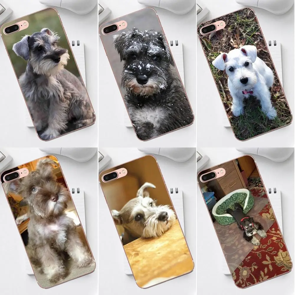 Миниатюрный телефон Schnauzer Puppy Dog с мягким рисунком для Galaxy Alpha Core Prime Note 4 5 8 S3 S4 S5 S6 S7