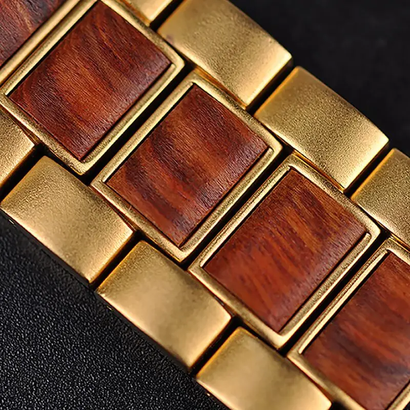 relogio Wood Watches BOBO BIRD Men Watch Date Display Luxury Golden Stylish Wooden and Metal Quartz Wristwatch Wood gift box