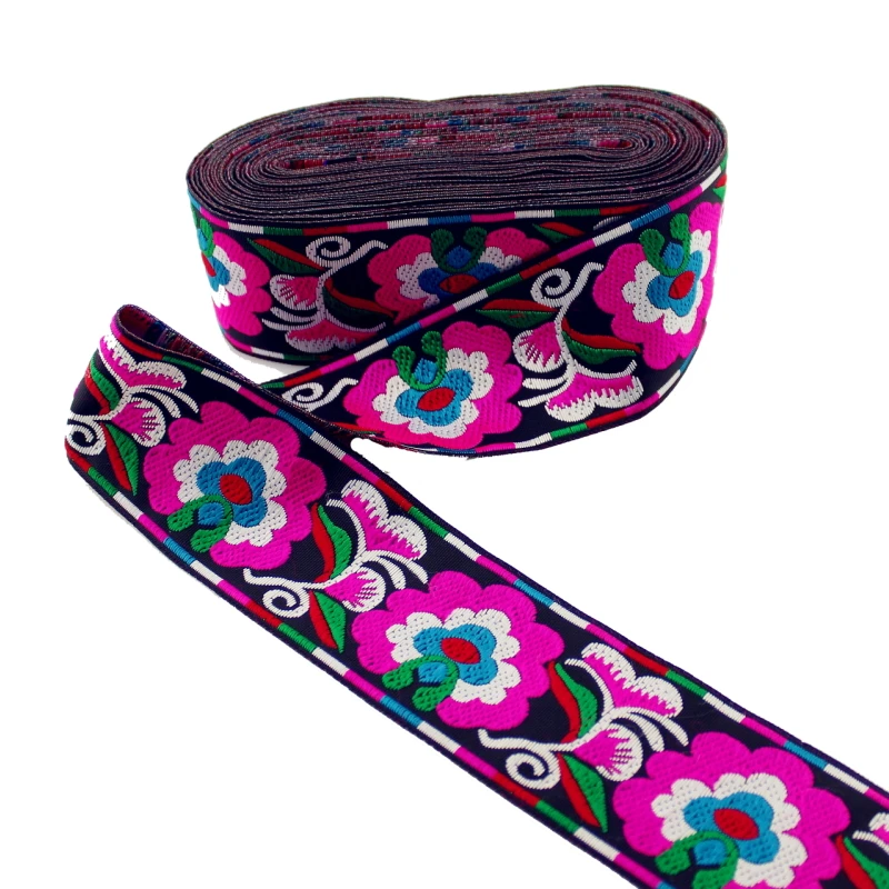 

5cm width 5yards flower embroidery national lace ribbon for clothing accessories webbing for diy handmade materials braid tape