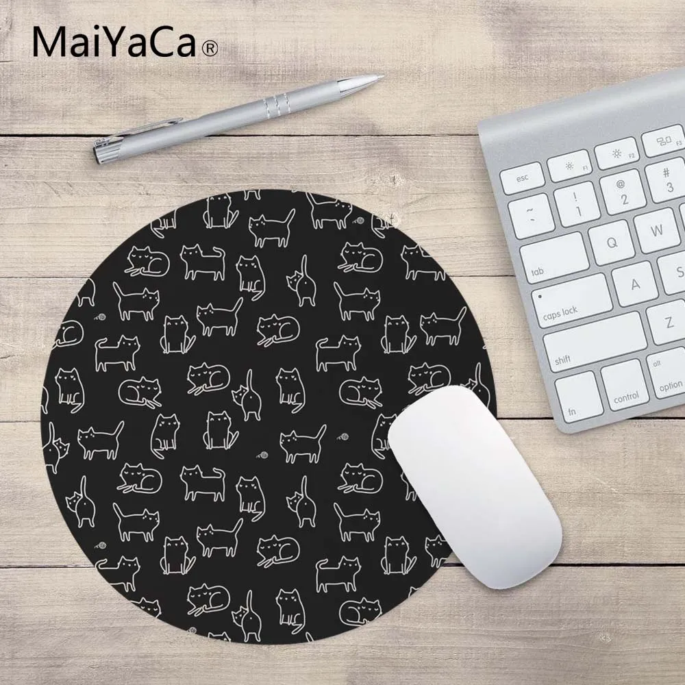 Коврик для мыши MaiYaCa,, милый кот, 20*20 см или 22*22 см, контроль скорости, коврик, много, круглый коврик для мыши с головой котенка - Цвет: 22x22cm