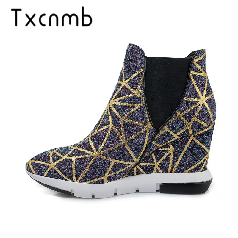 

TXCNMB 2019 Boots Women Ankle Boots Top Quality Autumn Winter Warm Platform Wedges Heels Shoes Woman Punk Brand Ladies