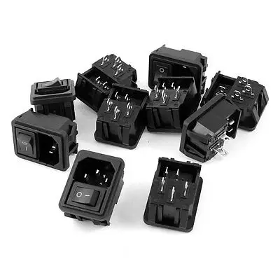 

AC 10A 250V 2 Pin On-Off Rocker Boat Switch IEC320 C14 Power Socket 10 Pcs