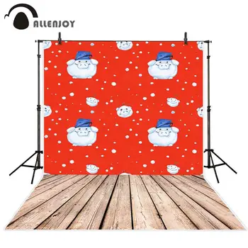 

Allenjoy christmas photograph backdrop christmas wood floor red wall piggy lovely snow winter New year celebrate photo backdrop