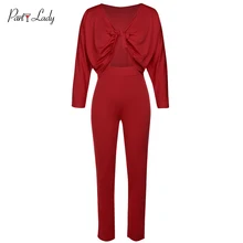 Party Lady 2018 Party Jumpsuits For Women Autumn Winter Girls Rompers Combination Female Sexy Loose Solid Color Girl Rompers -C
