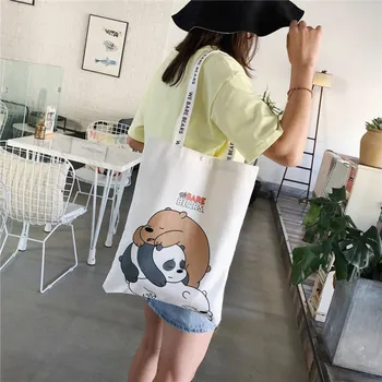 

Cute Cartoon Women Canvas Shoulder Bag Fashion New Simple Shopping Bag For Girls Summer Casual Wild Female School Book Bag