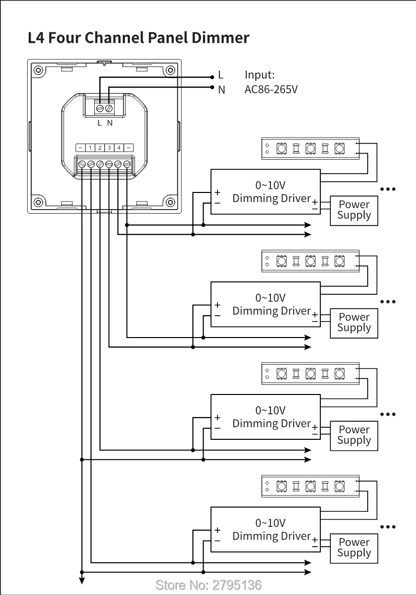 Milight L4 сенсорный светодиодный затемнитель Переключатель 220v настенный Панель диммеры света выходной сигнал 4-канальный 0~ 10В для светодиодной лампы