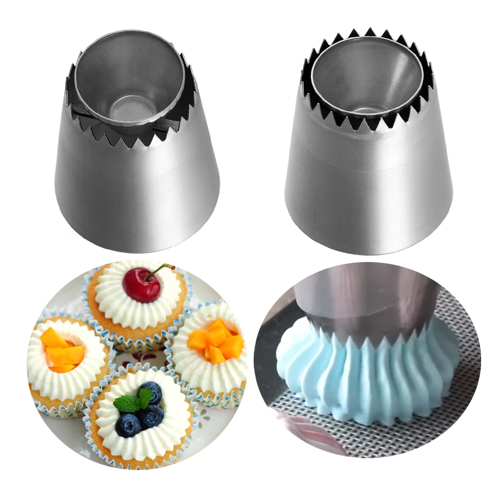 

Russian Ring Cookies Mold Piping Nozzles Ice Cream Pastry Making Decorating Stainless Steel Icing Nozzle Kitchen Baking Tool