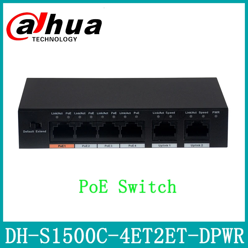 Коммутатор Dahua PoE 4 канала поддержка Ethernet POE + Hi выключатель питания с поддержкой